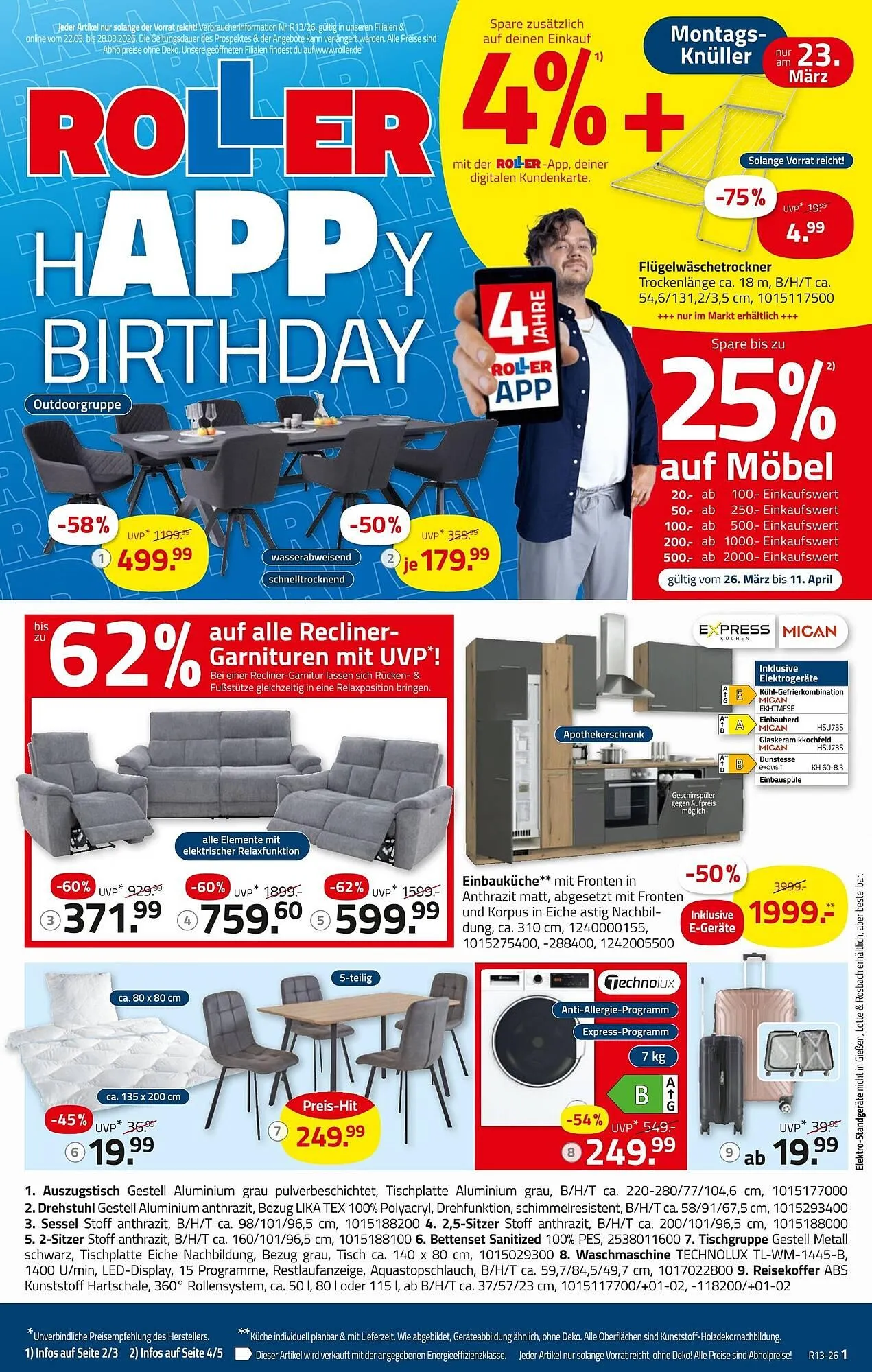 ROLLER Prospekt von 22. März bis 28. März 2026 - Prospekt seite 1