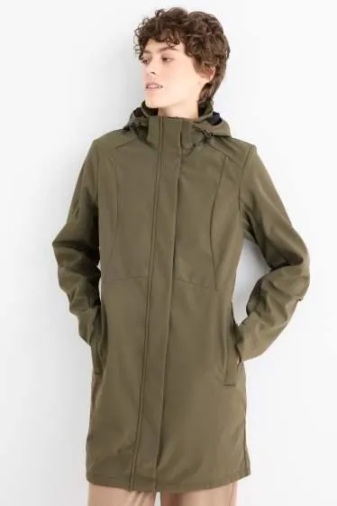 Softshell coat with hood - water-repellent - 4-way stretch