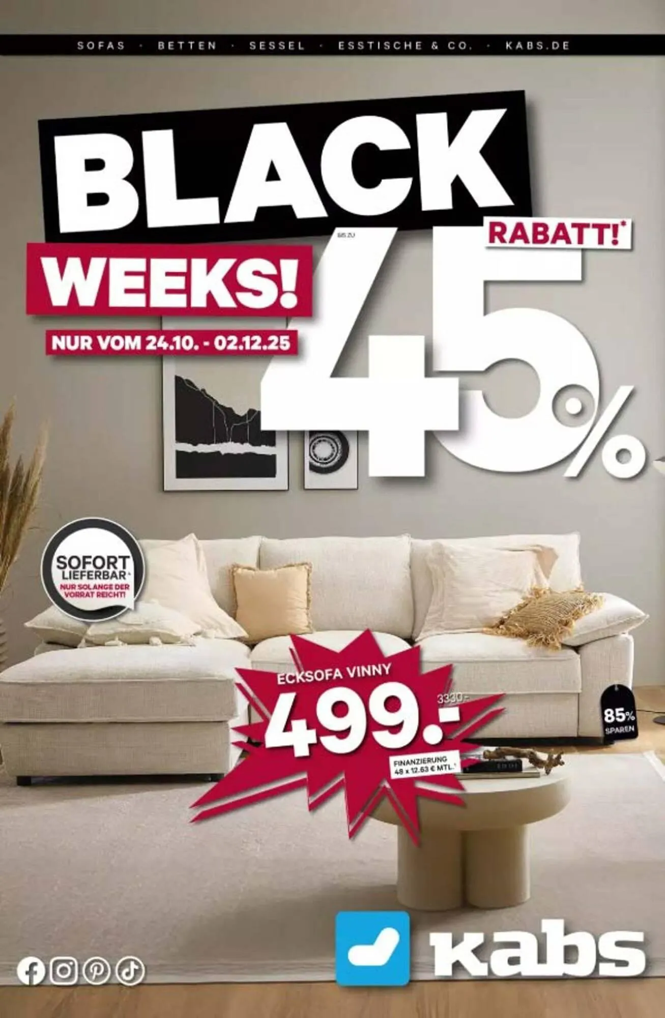 Kabs Polsterwelt Prospekt von 10. November bis 2. Dezember 2025 - Prospekt seite 1