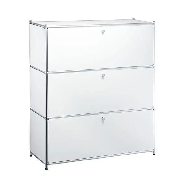 Metall-Regal mit 3 Klappfächern, weiß