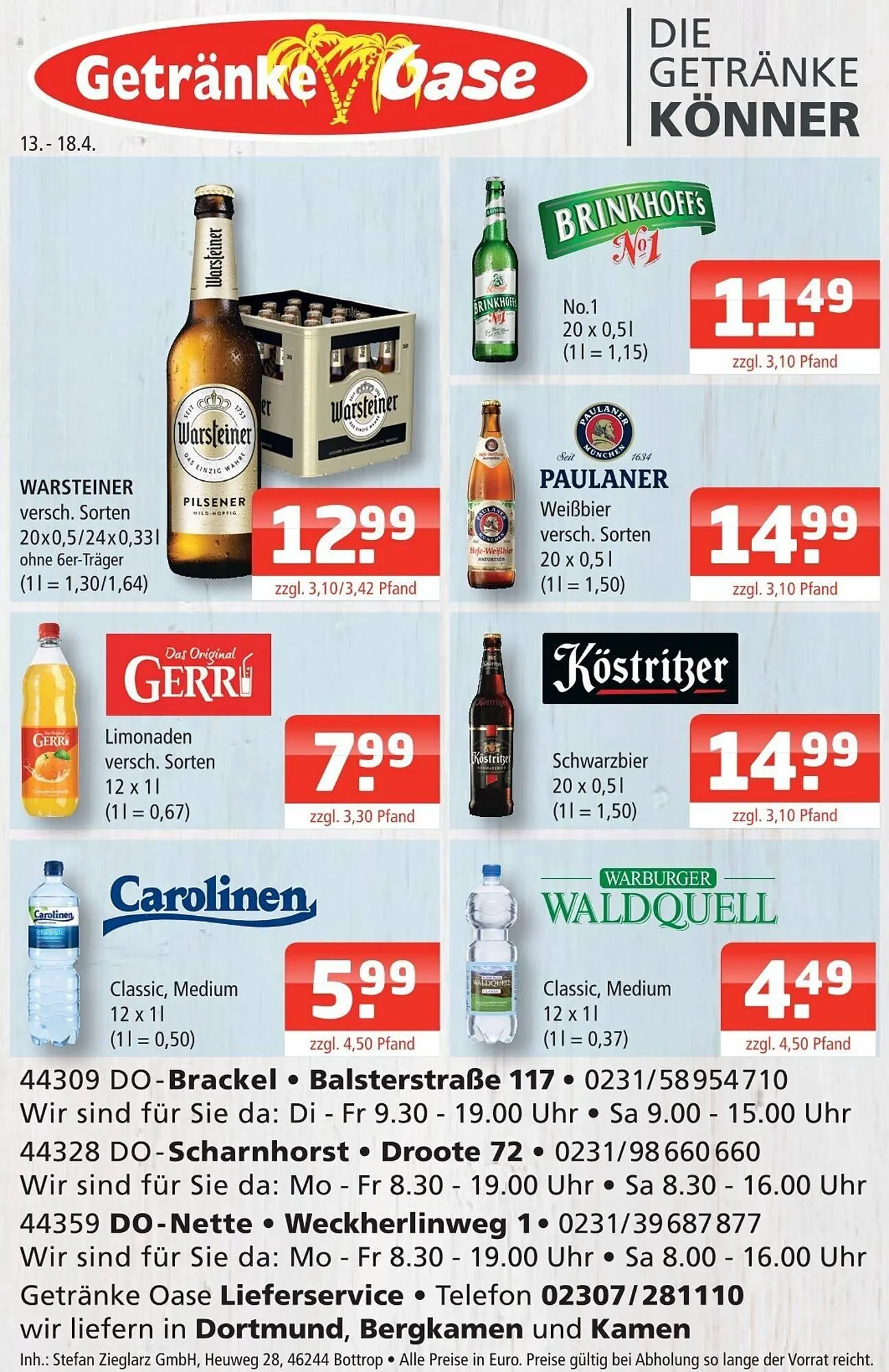 Getränke Oase Prospekt von 13. April bis 18. April 2026 - Prospekt seite 1