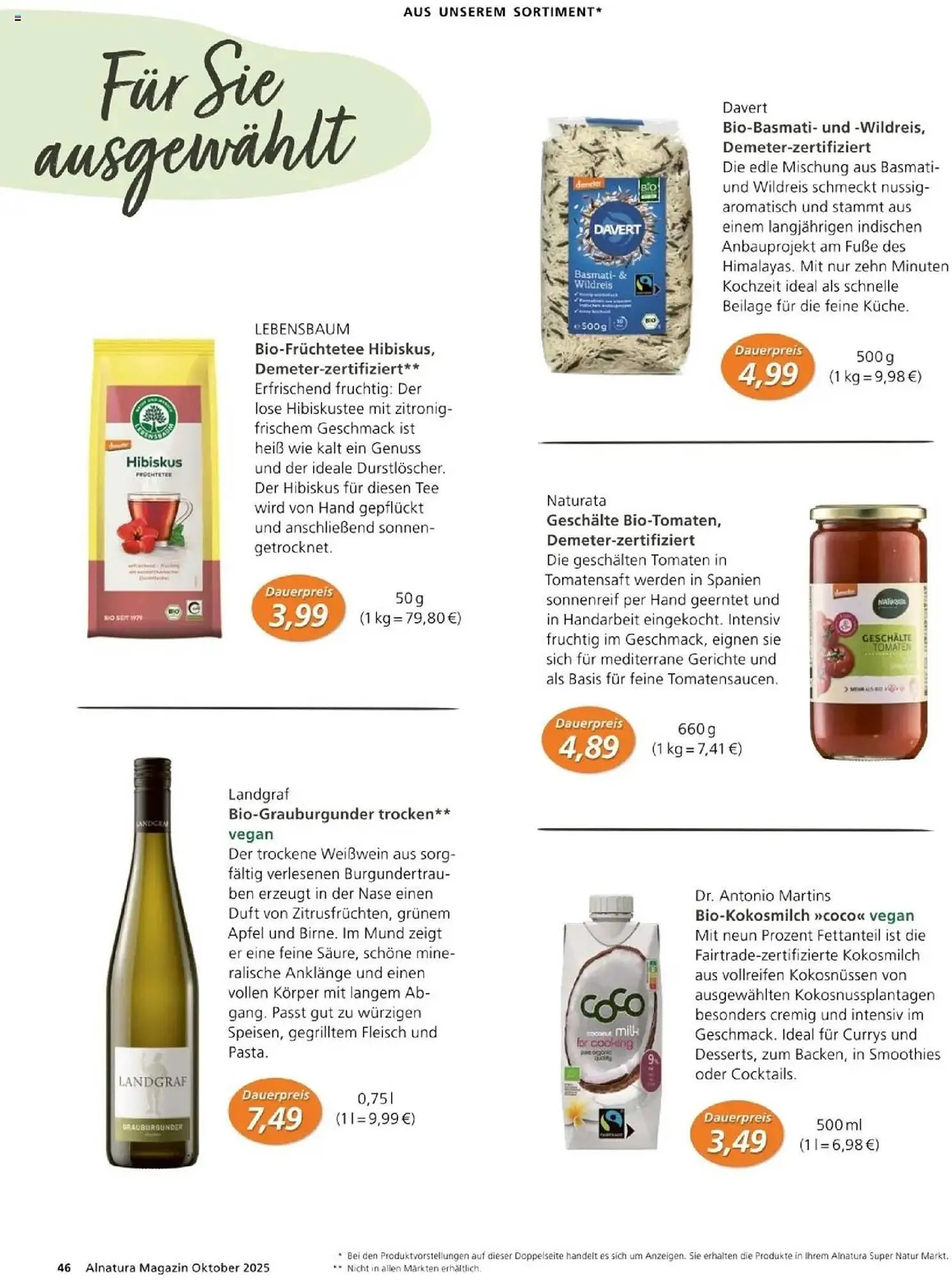 Alnatura Prospekt von 1. Oktober bis 31. Oktober 2025 - Prospekt seite 46
