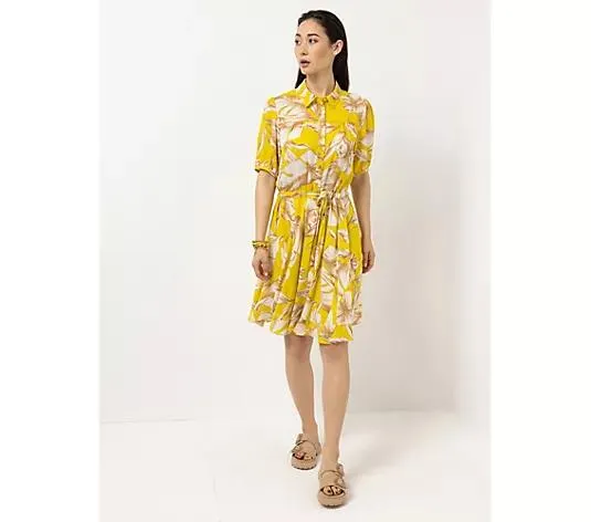 STEFFEN SCHRAUT Kleid, langer Halbarm halbe Knopfleiste Volantsaum leger weit