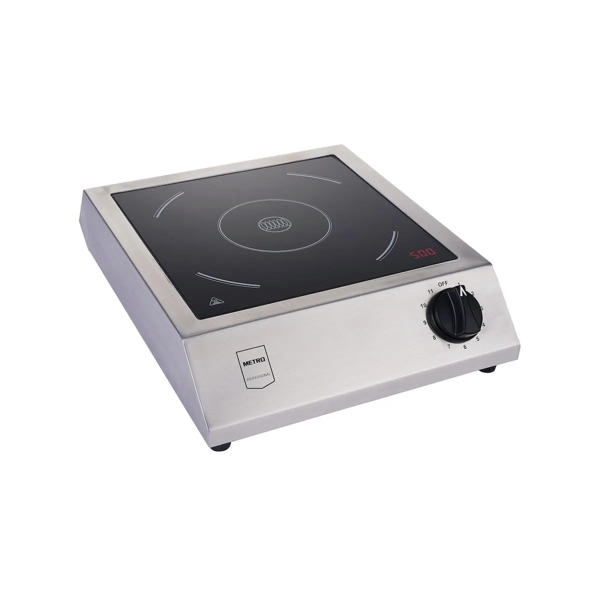 METRO PROFESSIONAL Induktionskochfeld GIC3600, Edelstahl / Glaskeramik, 33 x 42 x 10 cm, 3500 W, Überhitzungsschutz, Fettfiltersystem, silber