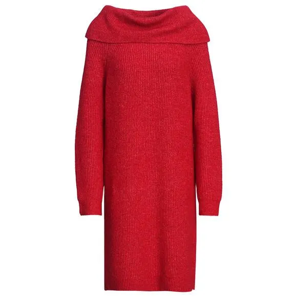 Damen Strickkleid mit Carmenkragen