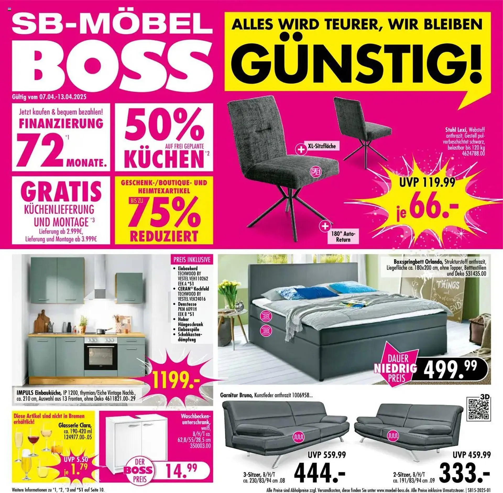 Möbel Boss Prospekt von 7. April bis 13. April 2025 - Prospekt seite 1
