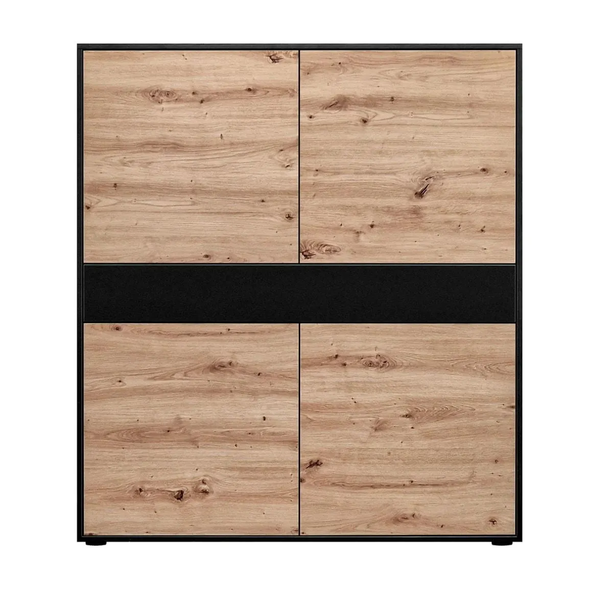 Highboard JOHN 120 x 120 cm Schwarz/ Eiche Artisan Oak