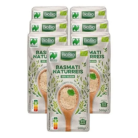 BioBio Basmati Naturreis 500 g, 7er Pack