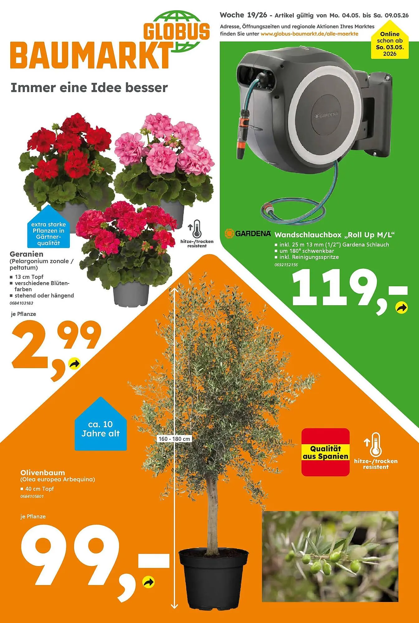 Globus Baumarkt Prospekt von 3. Mai bis 9. Mai 2026 - Prospekt seite 1