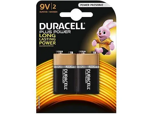 DURACELL 105522 PLUS POWER 9V MN 1604/6LF22 ALKALINE B2 9 Volt Batterie, Alkaline, 9 Volt 2 Stück