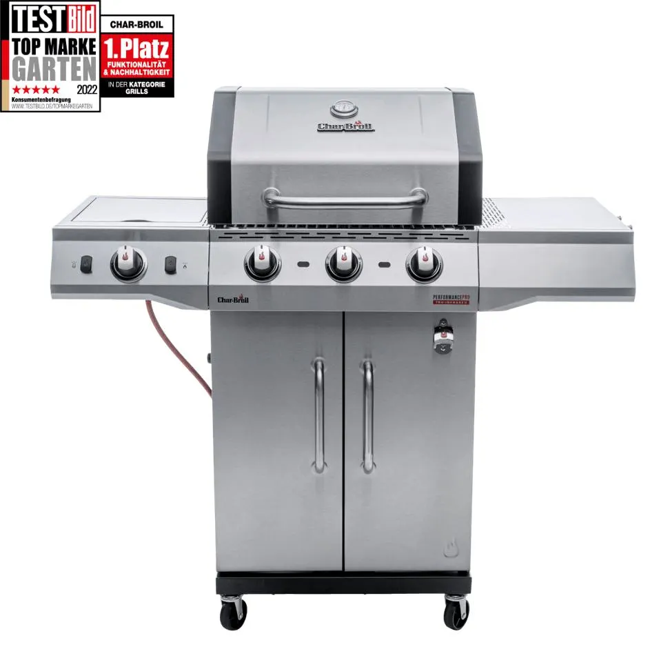 Char-Broil + Performance PRO S3 + TRU-Infrared Grillsystem + 3-Brenner aus Edelstahl + Seitenbrenner + Surefire elektronische Zündung + 140954