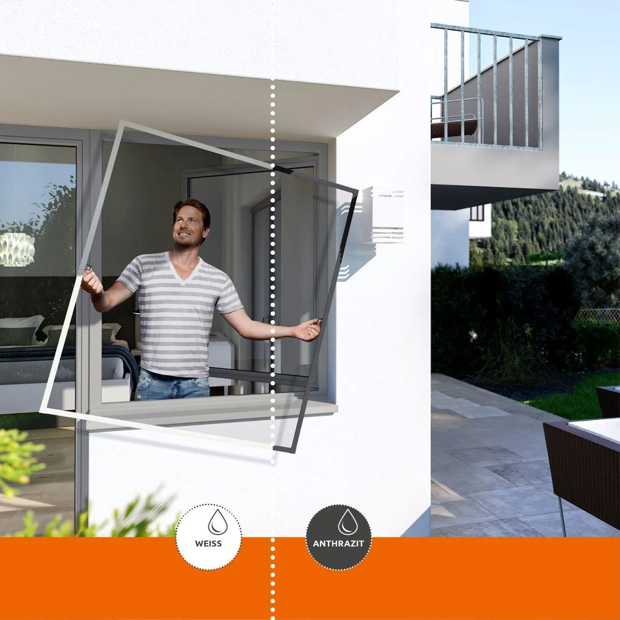 Insektenschutz Plus Rahmen Fenster 140x150cm Anthrazit