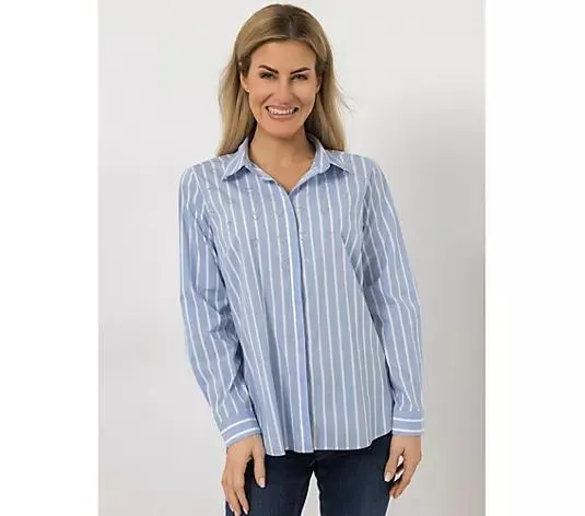 DINE 'N' DANCE Bluse, 1/1-Arm Knopfleiste Strass-Herzen leger weit