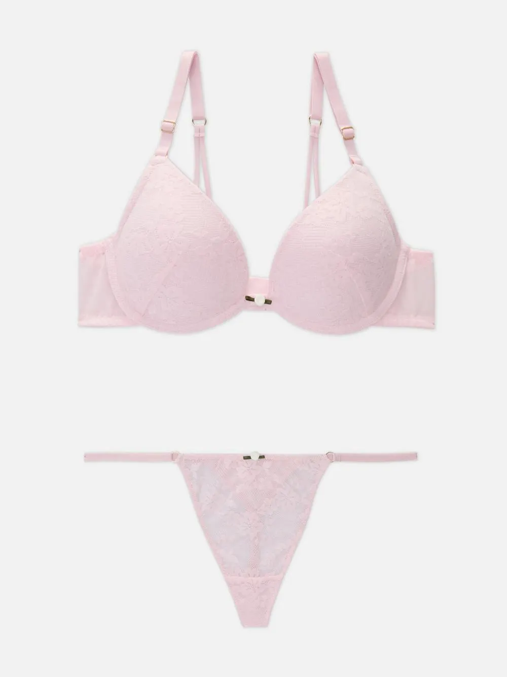 Spitzen-Unterwäscheset mit Push-up-BH