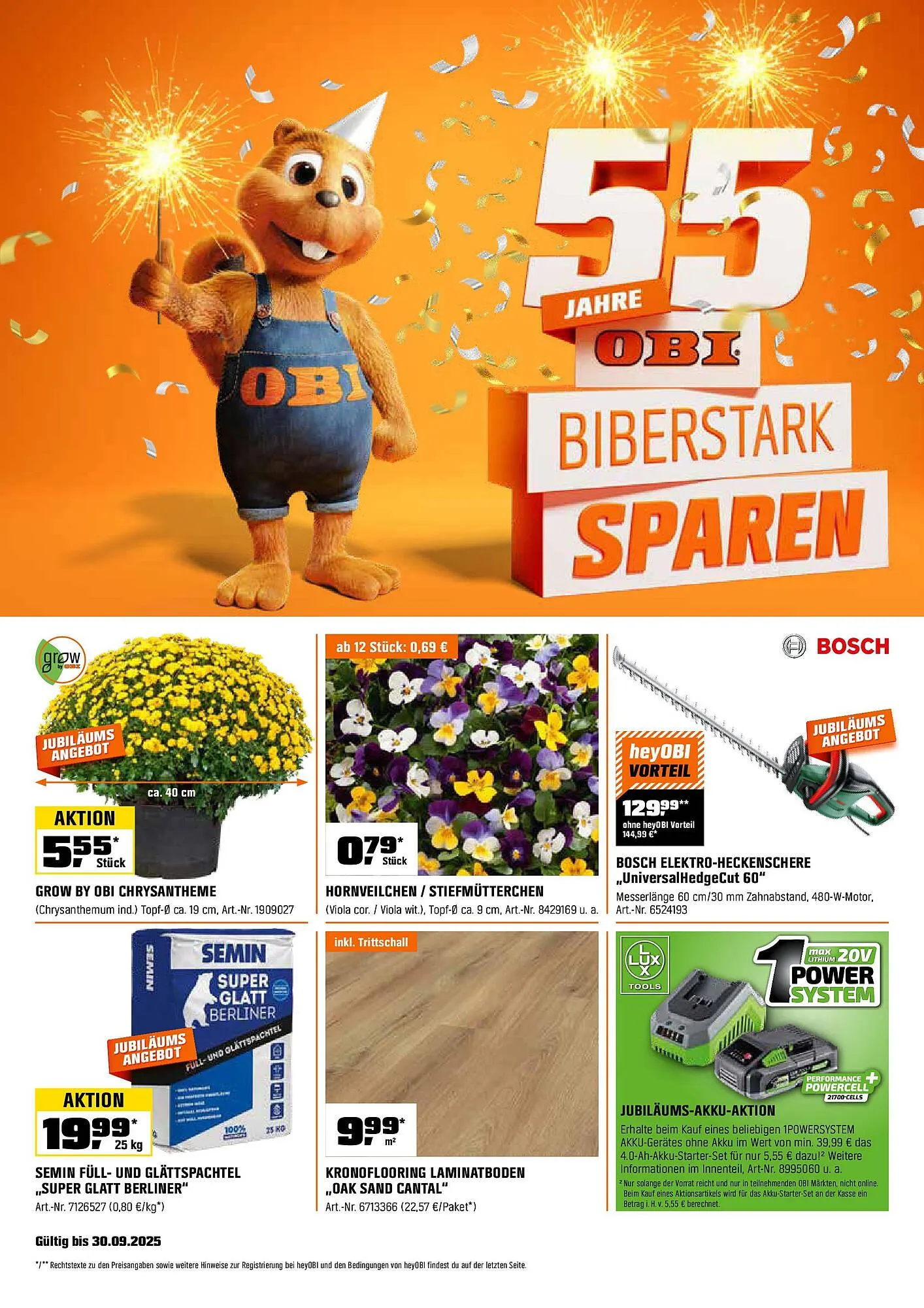 OBI Prospekt von 14. September bis 30. September 2025 - Prospekt seite 1