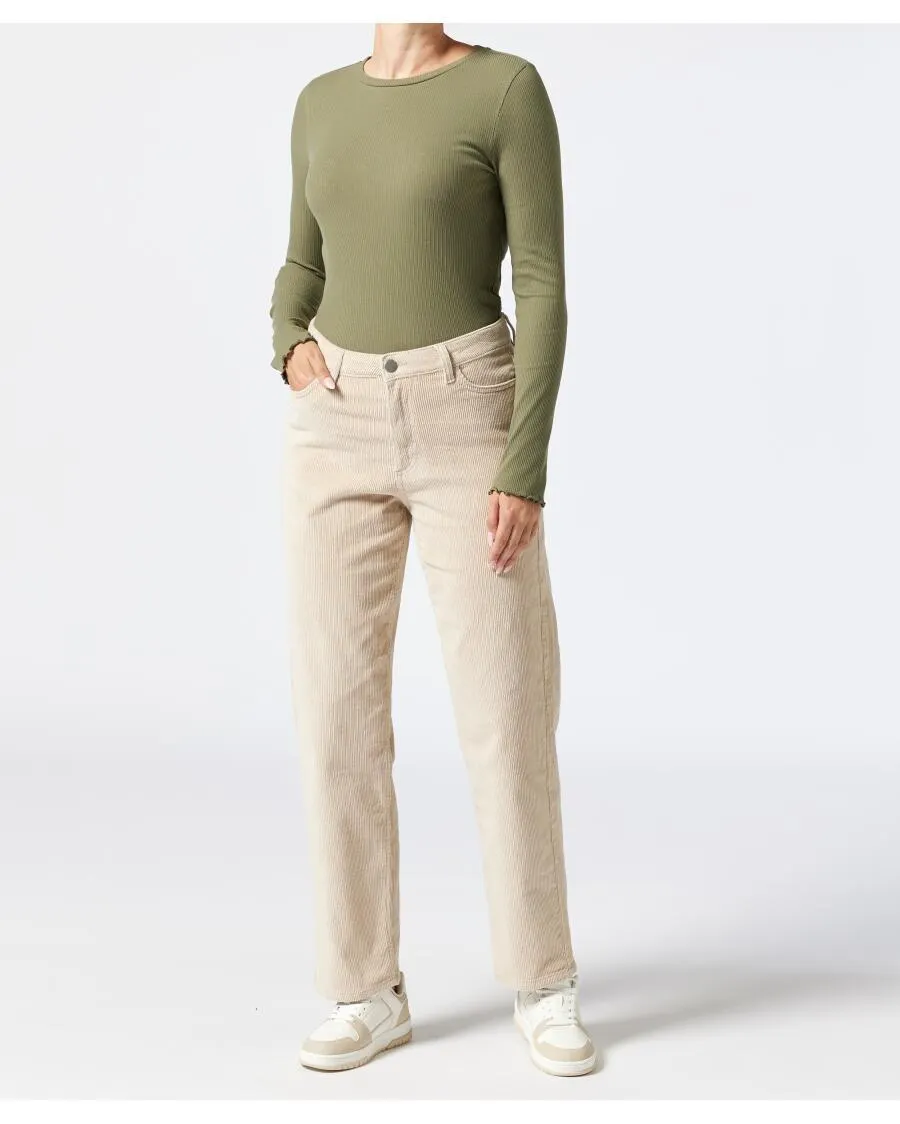 Cordhose High-waist Janina, Straight-fit