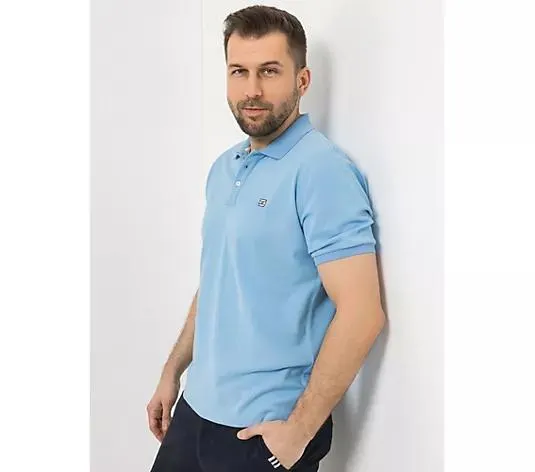 STRANDFEIN Menswear Poloshirt, 1/2-Arm Polokragen Flaggen Stickerei slim fit