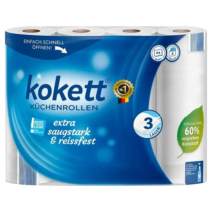KOKETT Küchenrollen 3-lagig, 4 x 64 Blatt
