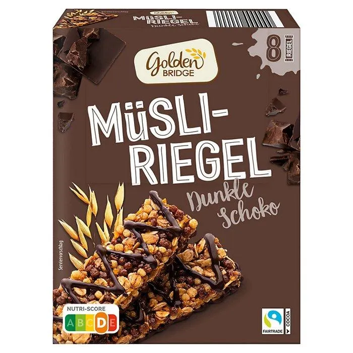 GOLDEN BRIDGE Müsli-Riegel 8 x 25 g, Dunkle Schoko