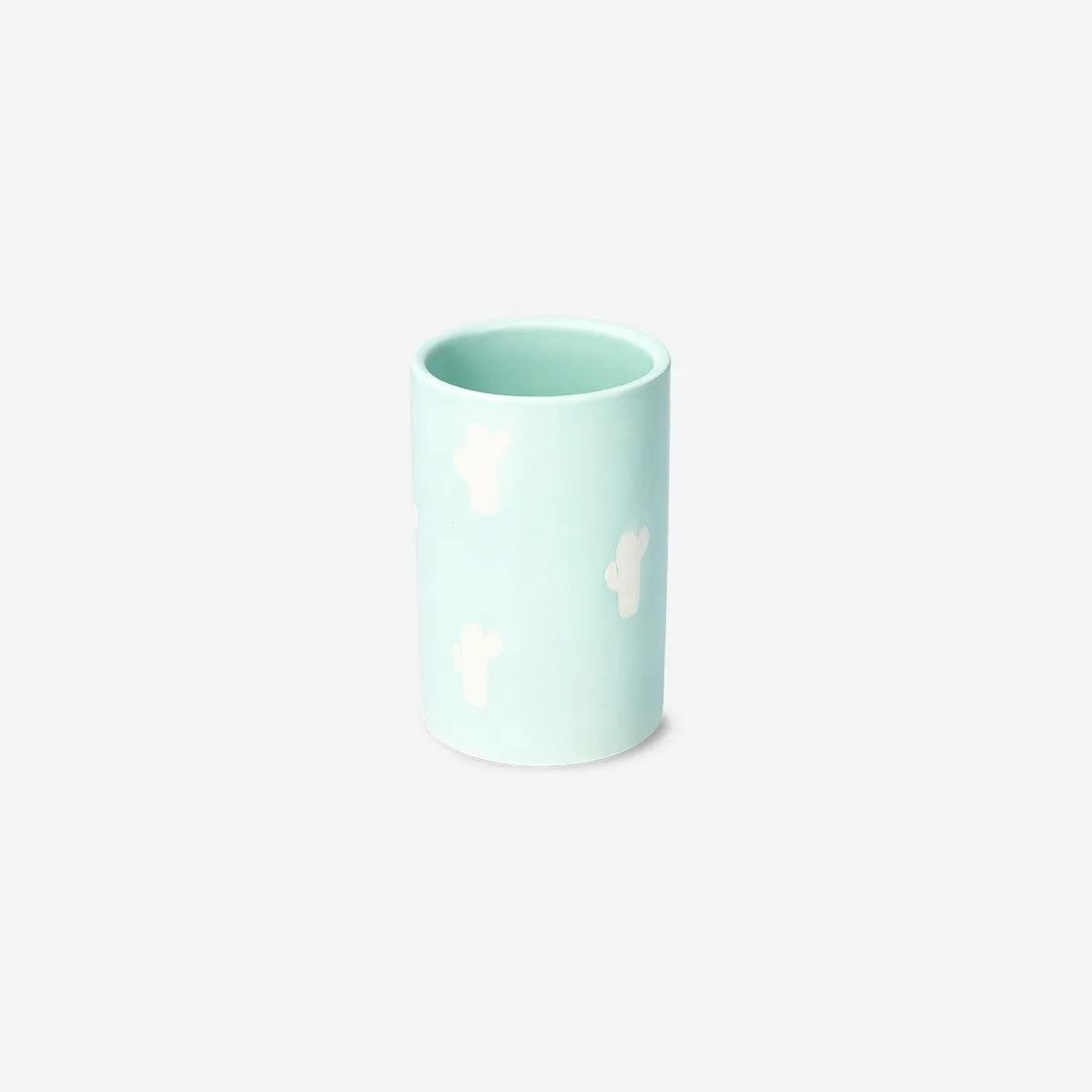 Ceramic toothbrush holder with cactus print