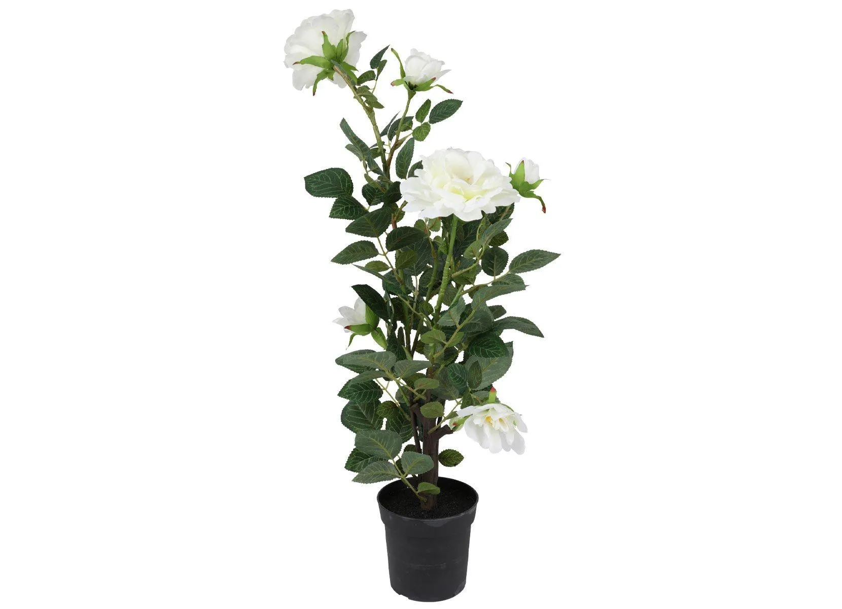 Künstliche Rose im Topf 30x76cm Weiß