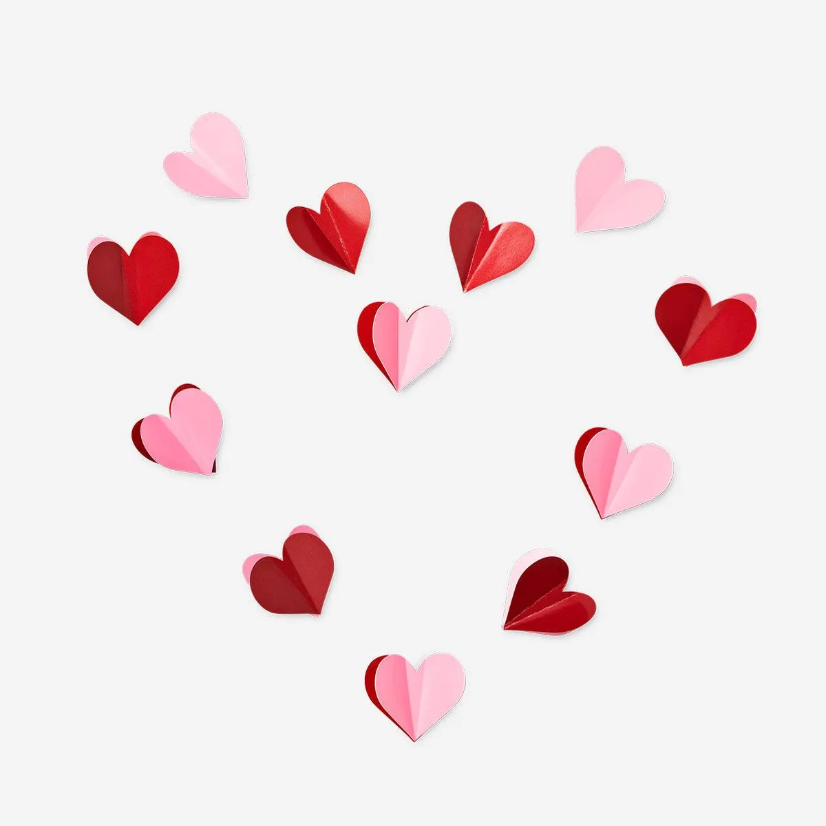 Decorative pink and red paper hearts - 20 pcs