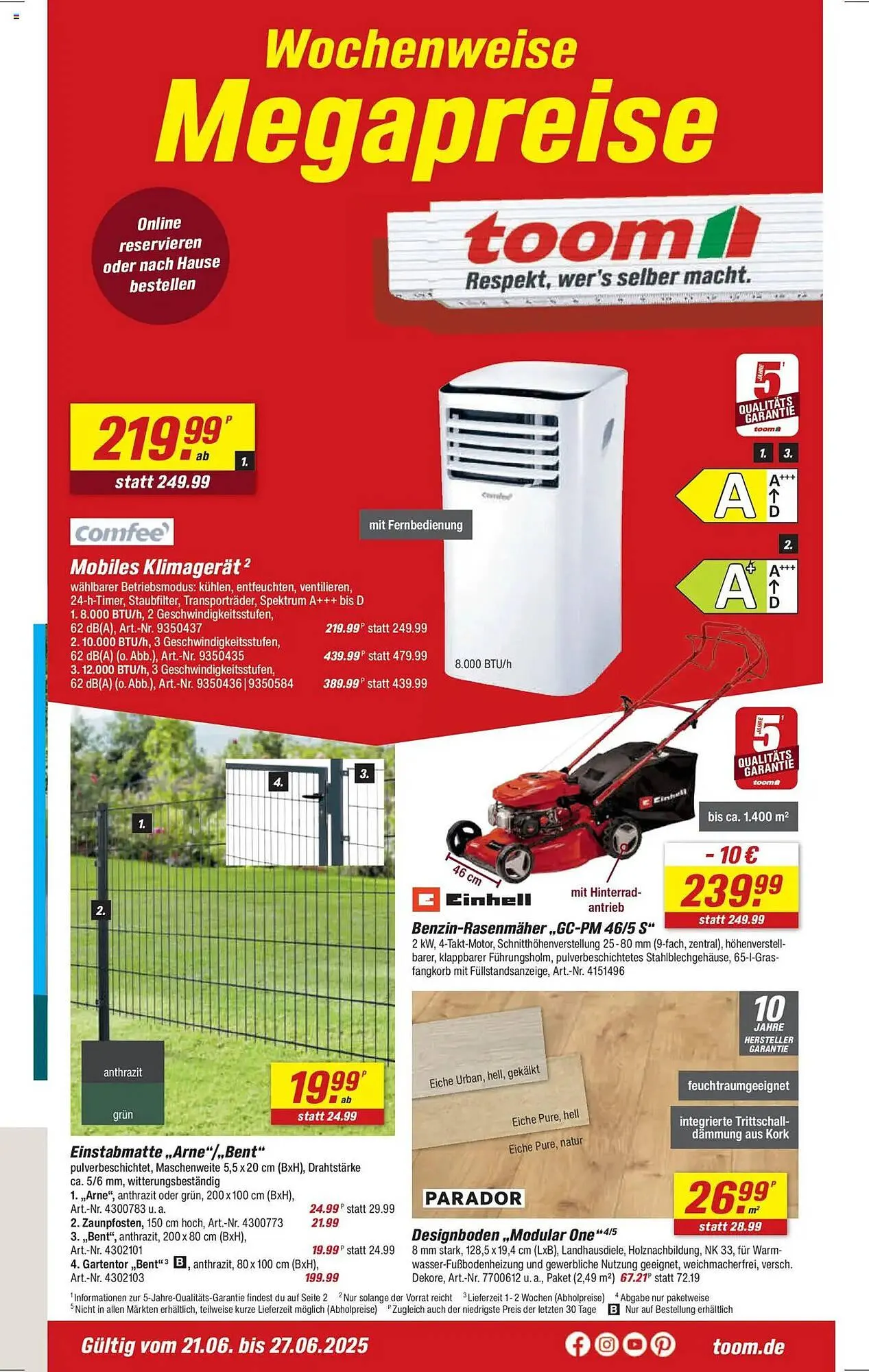 toom Baumarkt Prospekt von 21. Juni bis 27. Juni 2025 - Prospekt seite 1
