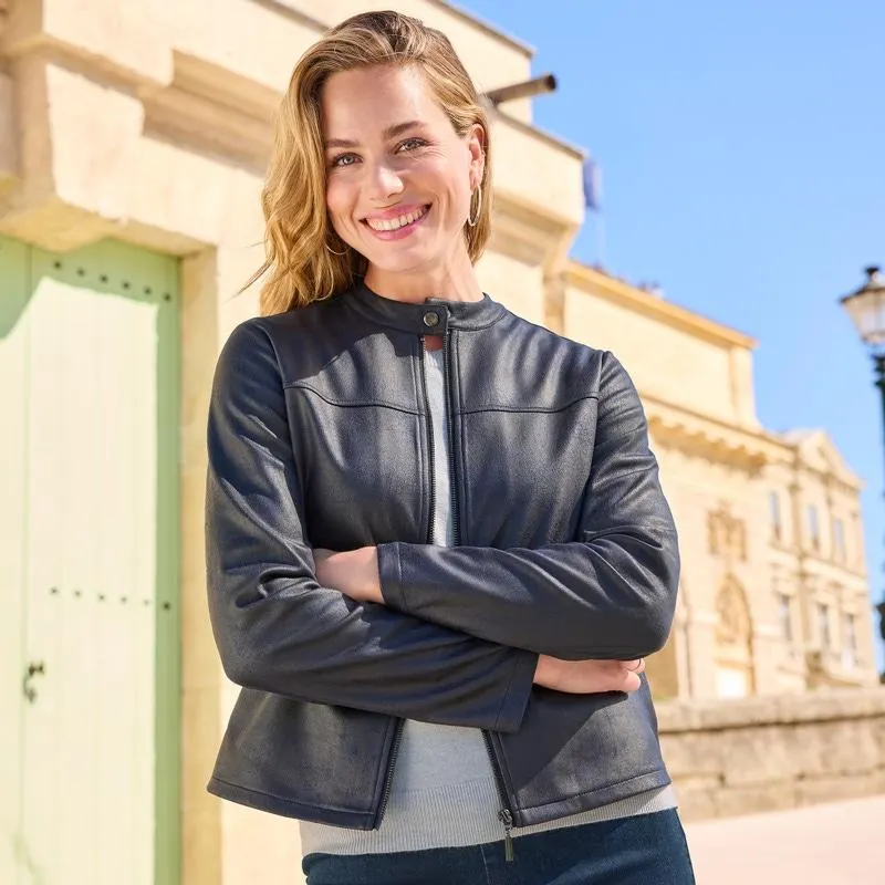 Damen-Blazer im Antik-Leder-Look