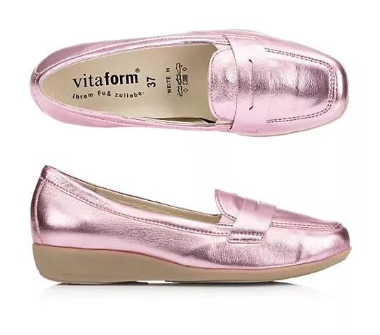 VITAFORM Damen-Slipper Stretchmaterial Metallic Sohle Hilka