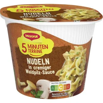 Maggi 5 Minuten Terrine Nudeln in Cremiger Waldpilz-Sauce 56G