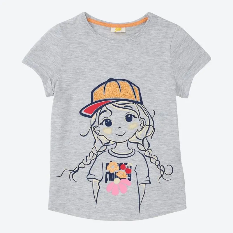 Kinder-Mädchen-T-Shirt mit Rundhalsausschnitt