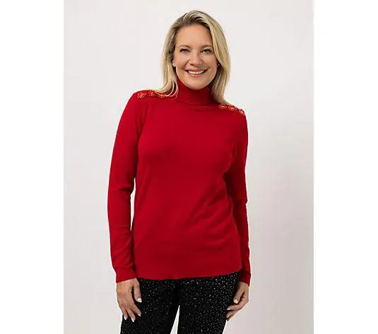 KILIAN KERNER SENSES Pullover, Langarm mit Rollkragen Kuss-Applikation figurumspielend