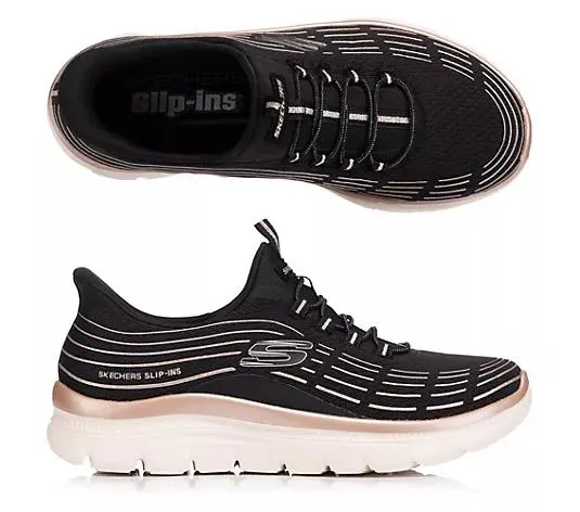 SKECHERS Damen-Slipper Summits Plus Glitzer 3D-Druck Hands Free Slip-ins®