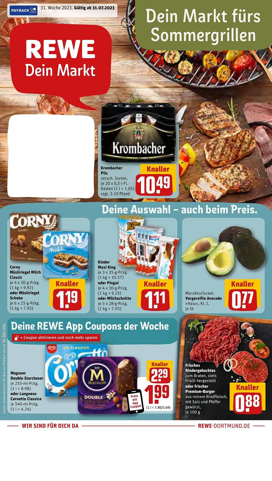 REWE tilbudsavis Gyldig indtil 31. juli - 5. august 2023 - tilbudsavis side 1