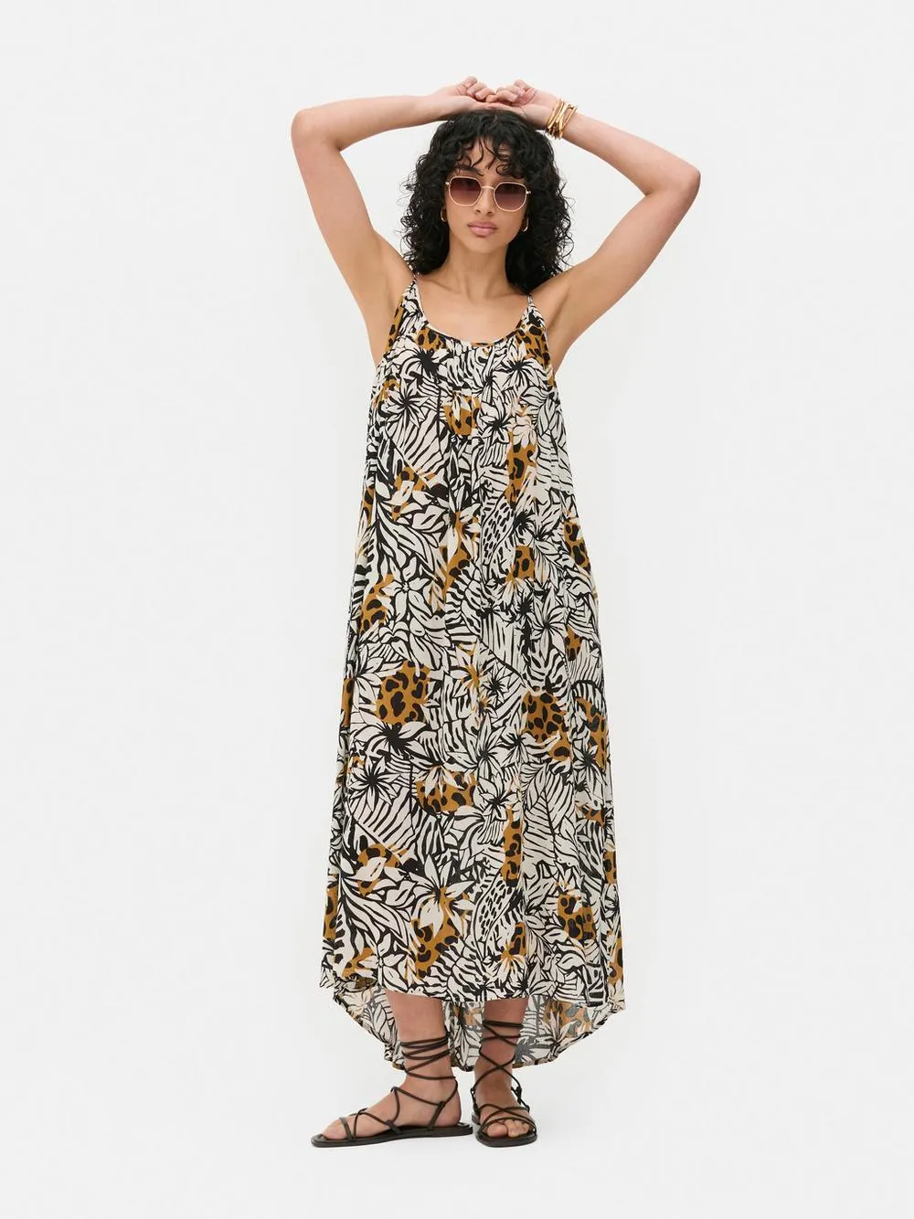 Midi-Trägerkleid mit Print