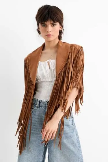 Fringed waistcoat - faux suede