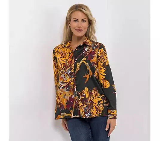 DAWID by Dawid Tomaszewski Bluse, Langarm Allover-Druck leger weit