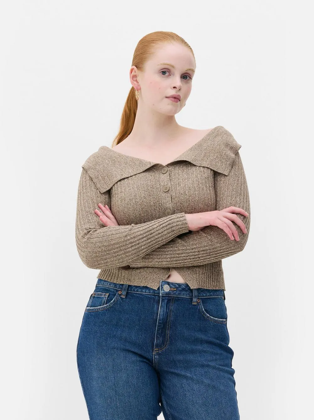 Bardot Collar Cardigan