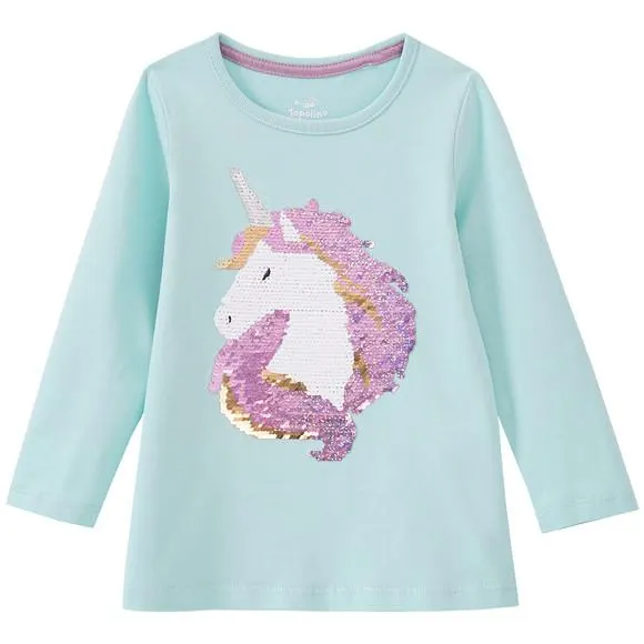 Mädchen Langarmshirt mit Wendepailletten