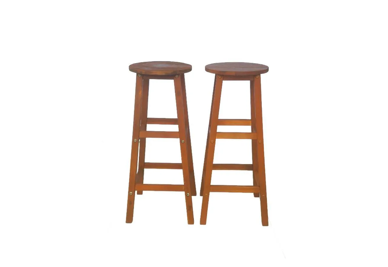 2er-Set Barstuhl aus Akazienholz, ca. 34 x 34 x 76 cm - Braun