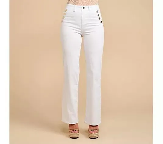 SCHIFFHAUER MUNICH® Jeans Happiness Zierknöpfe weites Bein