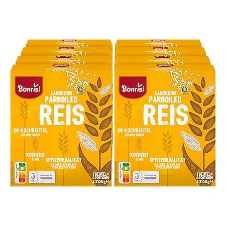 Bonrisi Schnellkochreis 500 g, 8er Pack