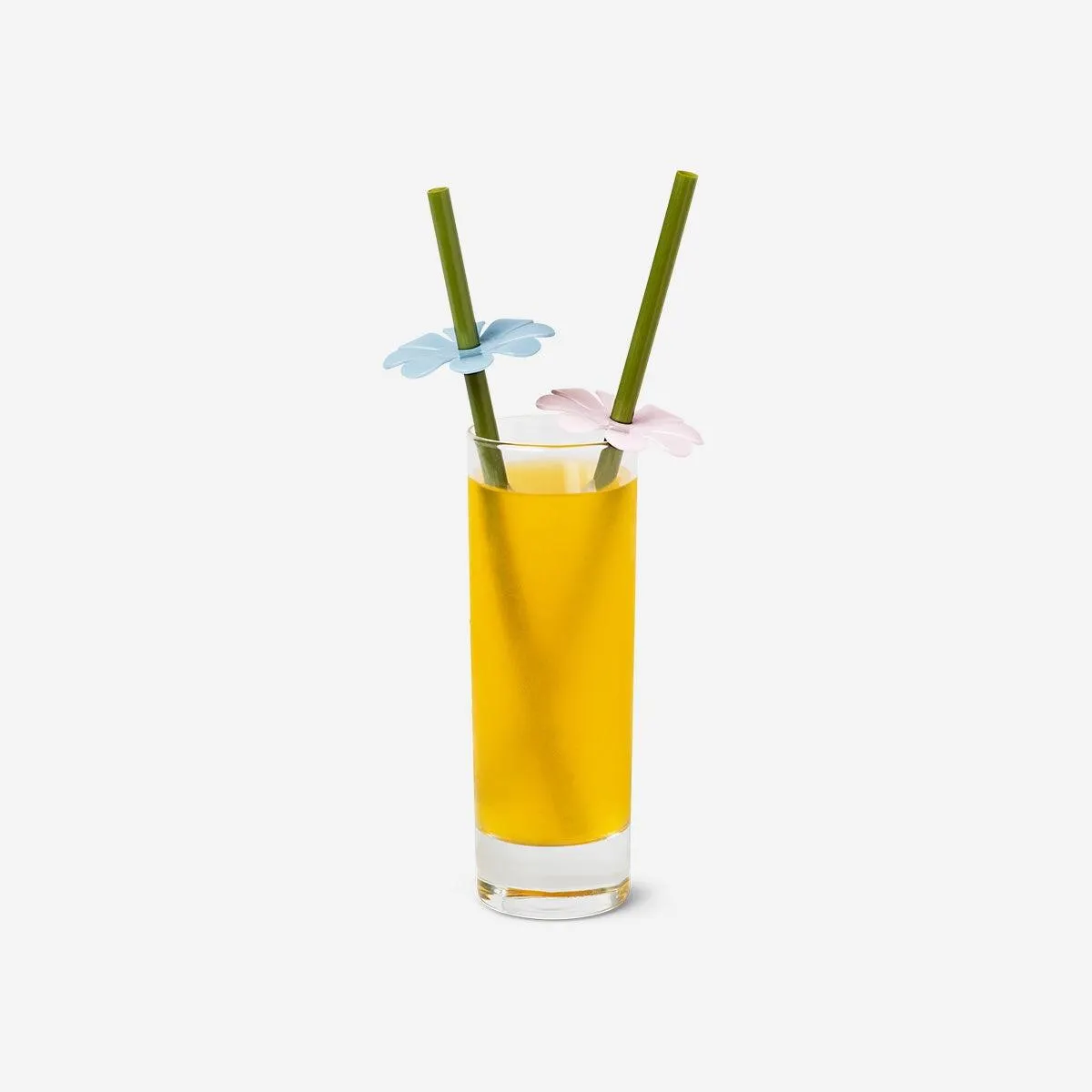 Reusable straws with cherry blossom clips - 4 pcs