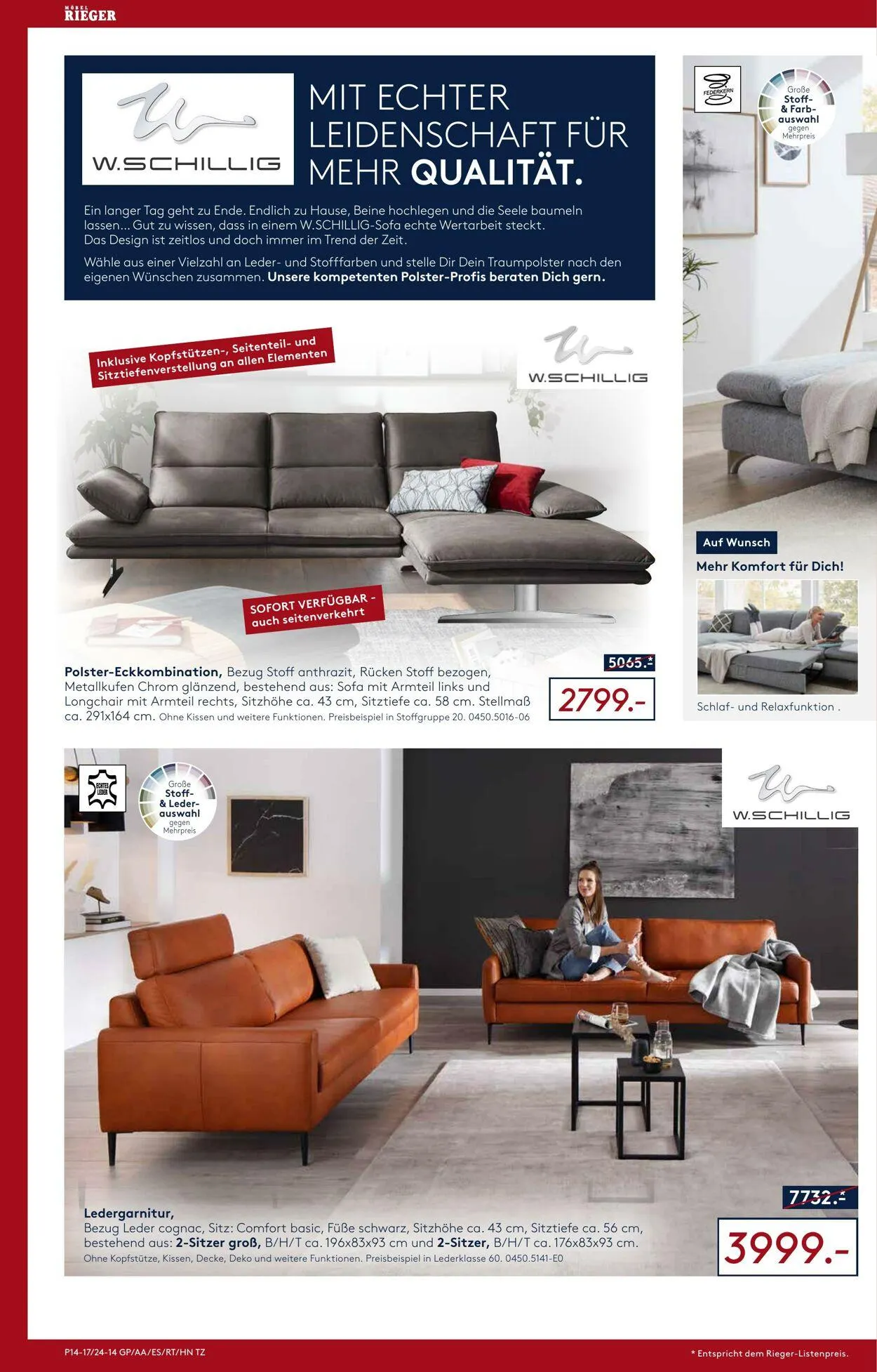 Möbel Rieger Aktueller Prospekt von 19. November bis 3. Dezember 2025 - Prospekt seite 14