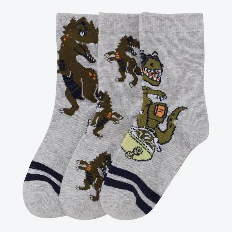 Kinder-Jungen-Socken mit Dino-Design, 3er-Pack