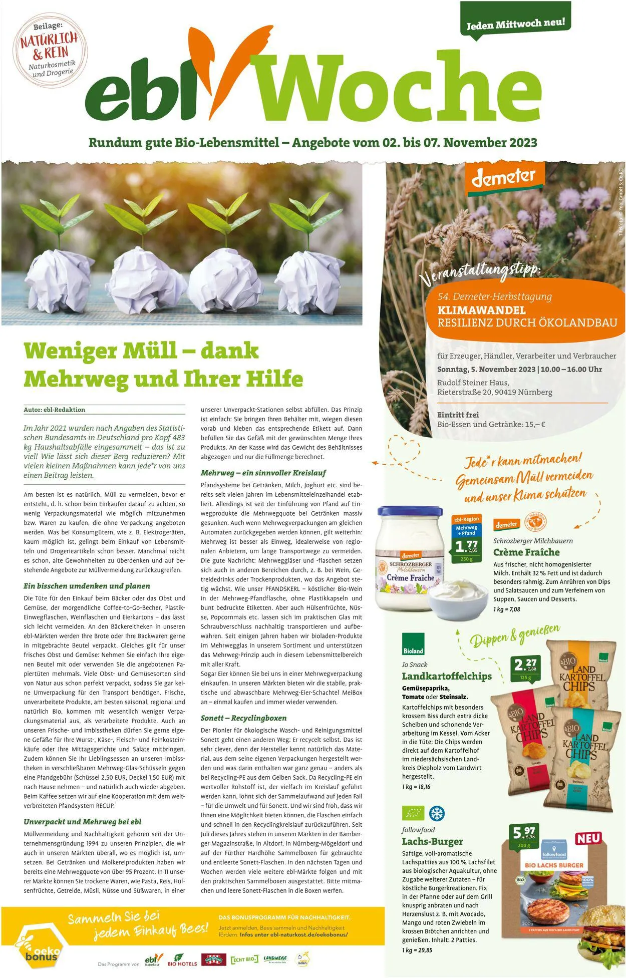 ebl Naturkos von 2. November bis 7. November 2024 - Prospekt seite 1