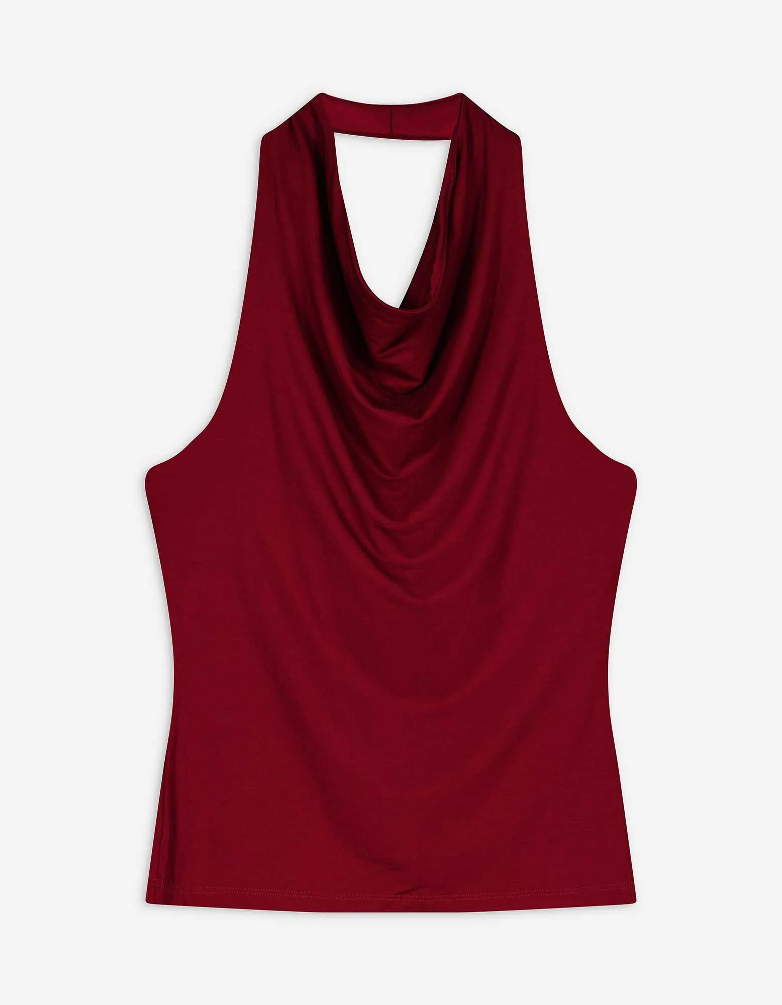 Top - Wasserfall-Ausschnitt - dunkelrot