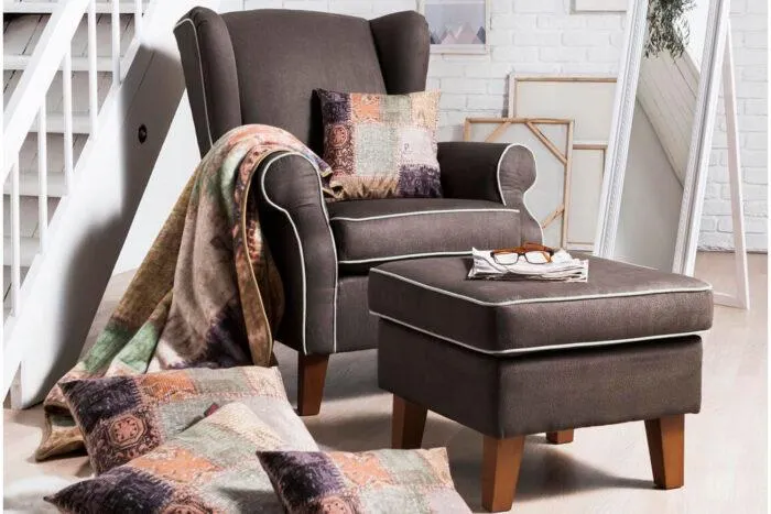 Ohrensessel Lagune mit Hocker