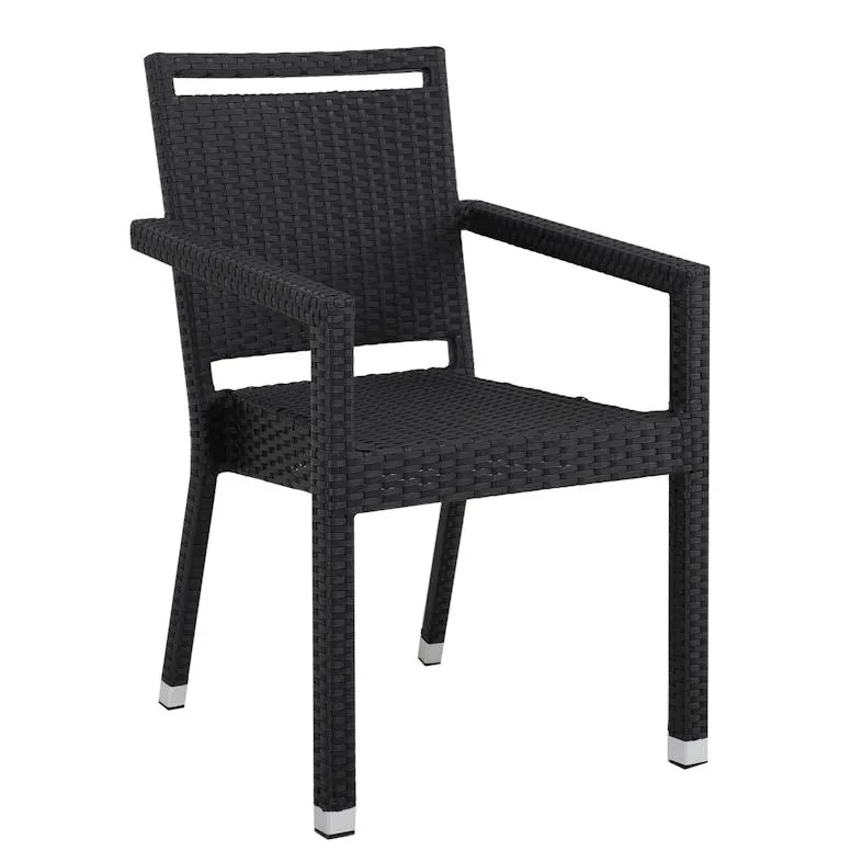 METRO PROFESSIONAL Stapelstuhl mit Armlehne und Handgriff Barbados, Polyrattan, schwarz