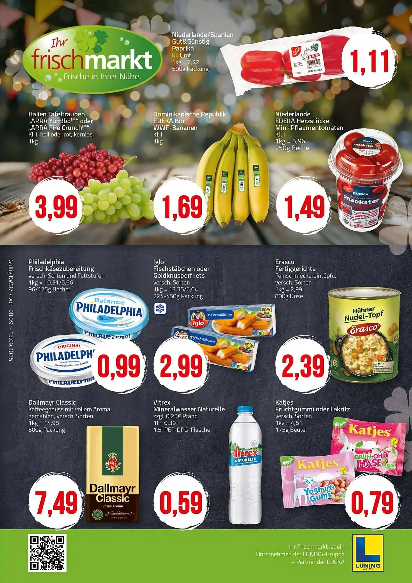 Ihr Frischmarkt Prospekt von 8. September bis 13. September 2025 - Prospekt seite 1